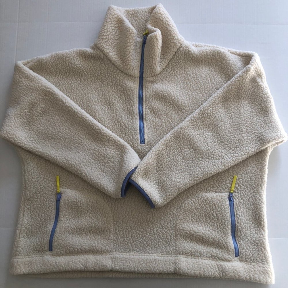 J. Crew Polartec Sherpa Fleece Half-zip Pullover Jacket Ivory Women's Size XXL